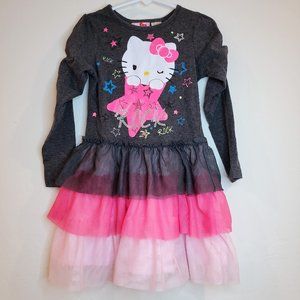 Hello Kitty Rock Long Sleeve Three Tier Tulle Skirt Girls SZ XS 4/5 Pre-owned